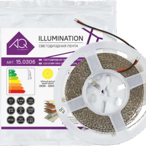 Лента светодиодная AQ LED-LINE 2835 120 LED/м 12V 9,6W/м 8 мм IP20 теплый белый 5 м (15.0014)