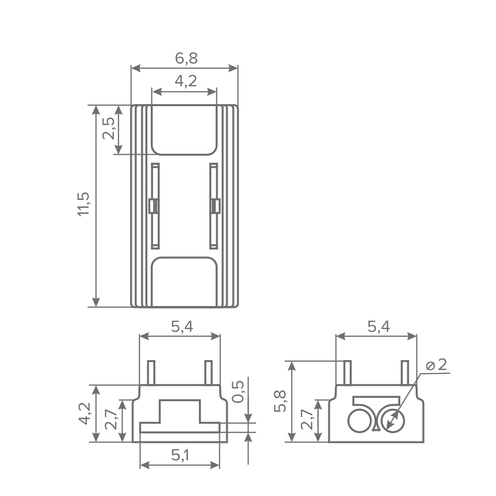 Коннектор AQ LINK прямой для светодиодной ленты 5 мм и провода