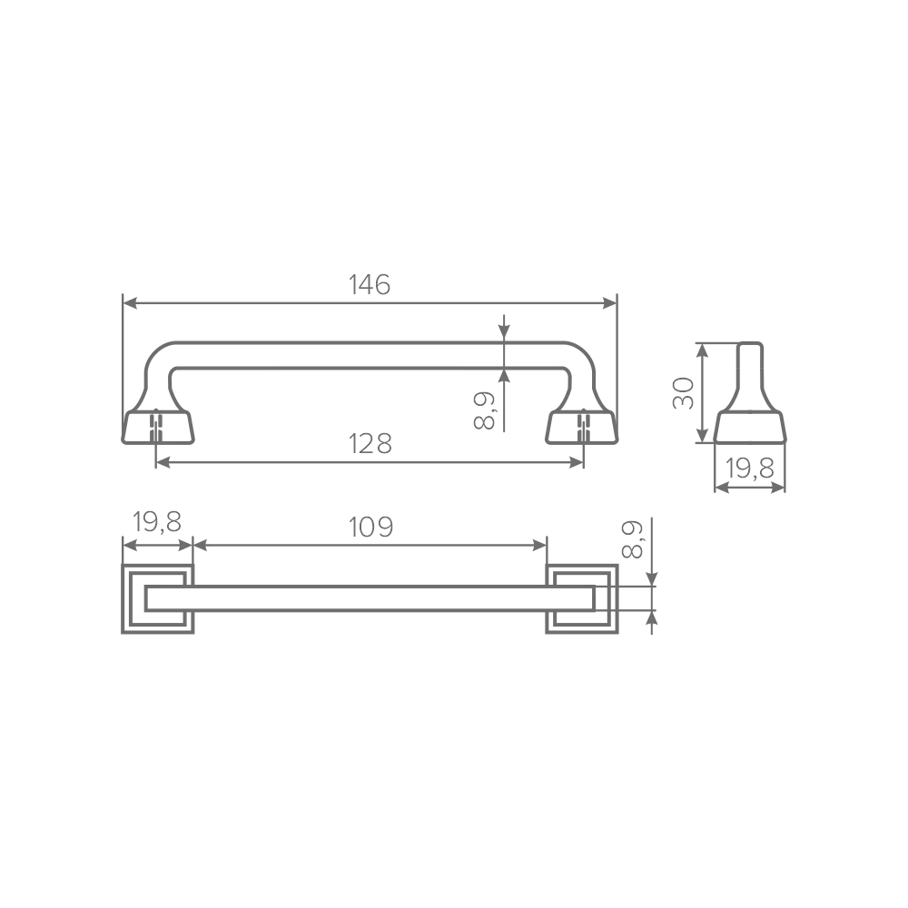 Ручка AQ Vega С=128 сталь брашированная