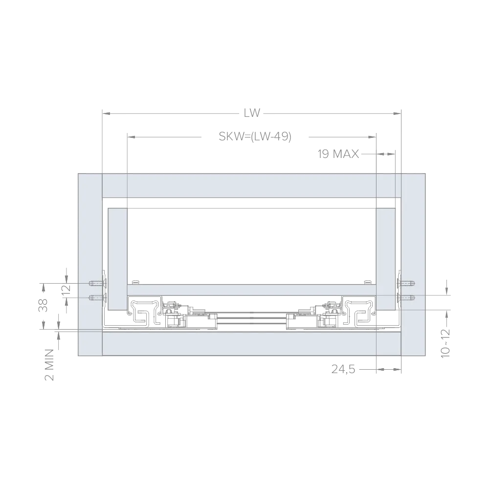 Направляющая скрытого монтажа AQ STEALTH s-push (ДСП до 19мм) 450
