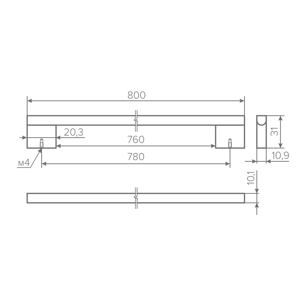 Ручка AQ Elegance L=800 черный матовый