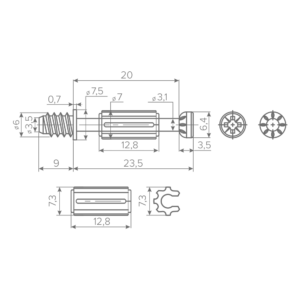 Винт для AQ X-CENTRIC 15 L=24 мм с пластиковой муфтой (1000 шт.)