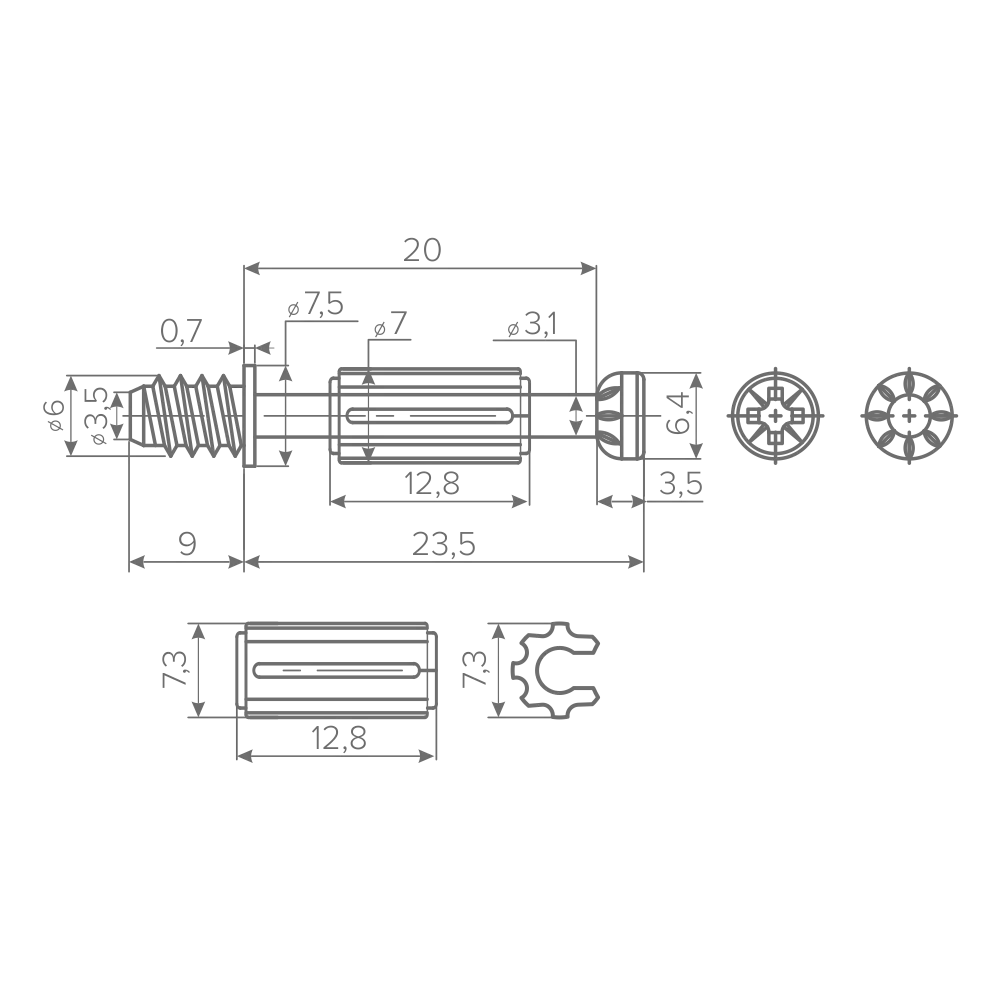 Винт для AQ X-CENTRIC 15 L=24 мм с пластиковой муфтой (1000 шт.)