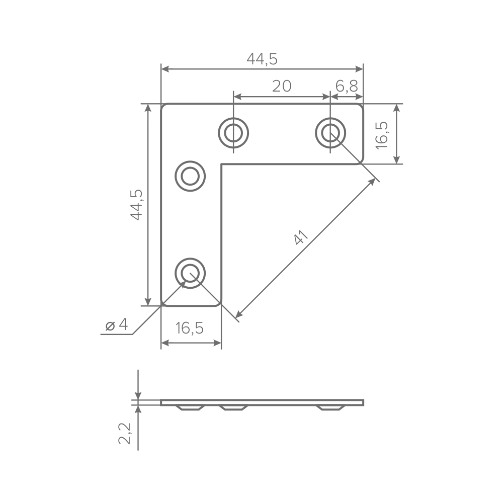 Крепежный уголок для профиля AQ FRAME F30