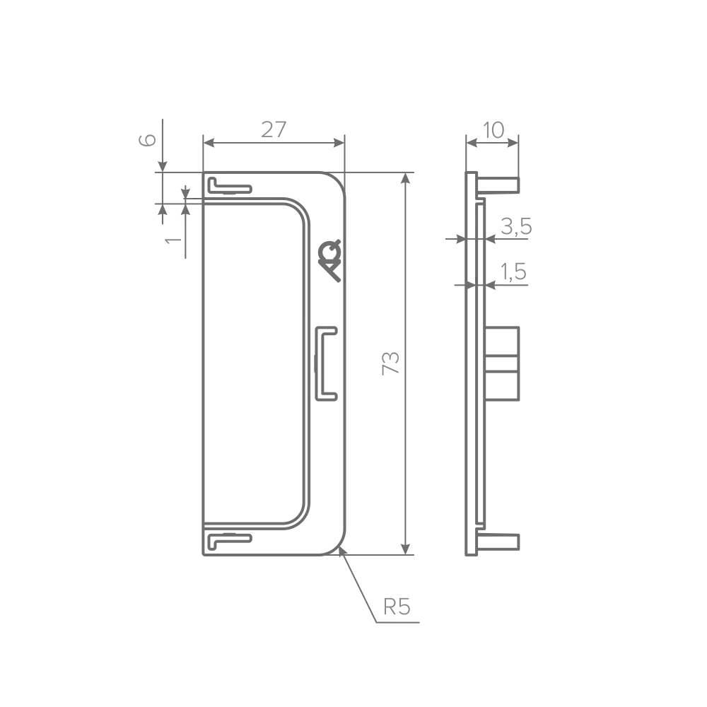 Заглушка глухая универсальная для горизонт. C-образного профиля AQ Gola-X черный