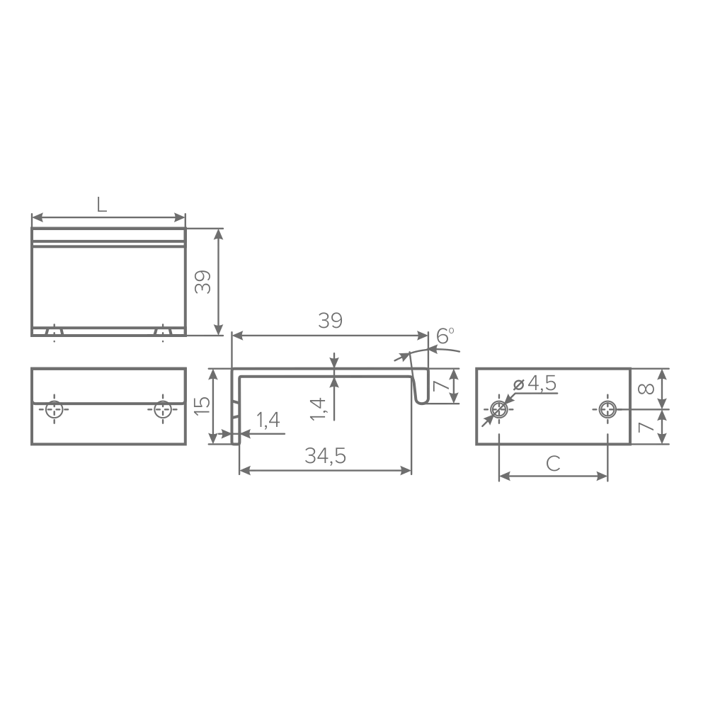 Ручка AQ i-line С=192 алюминий
