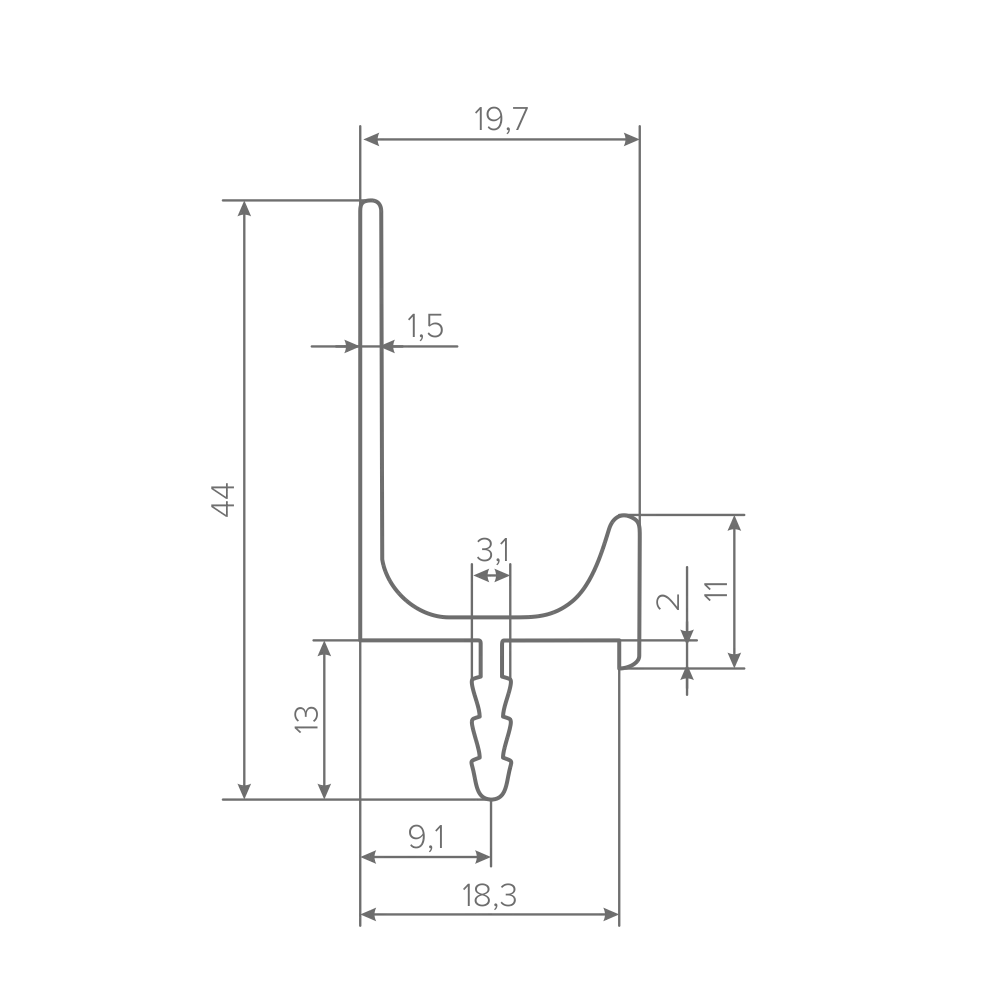 Ручка-профиль торцевая AQ L-line 5000 мм черный графит матовый