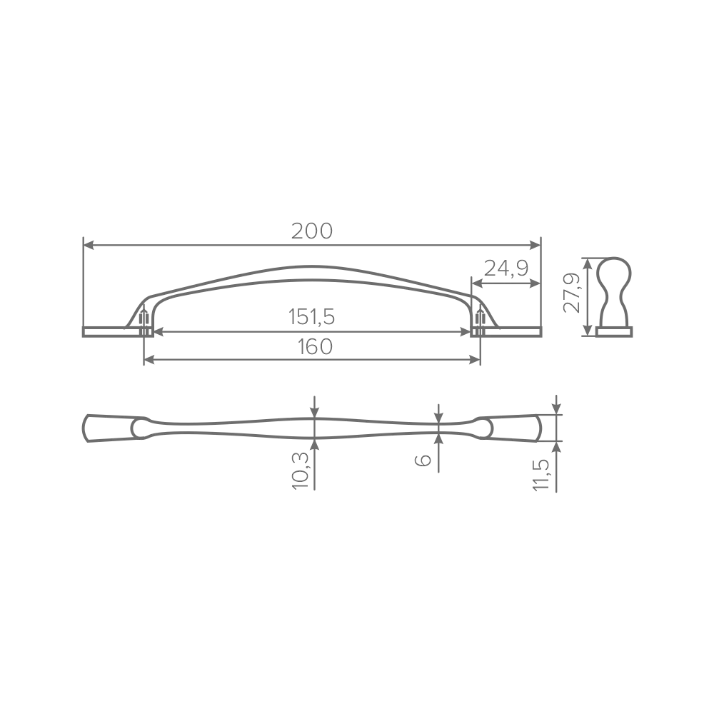 Ручка AQ Sheddi С=160 черный матовый