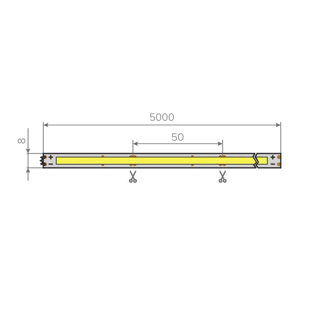 ЛЕНТА светодиодная AQ LED-LINE COB 480 LED/м 24V 14W/м 8 мм IP20 холодный  белый 5 м (15.0034)