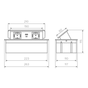 Удлинитель AQ PLUG-X H2 горизонтальный 2xSCHUKO 1xUSB А 1xUSB C алюминий