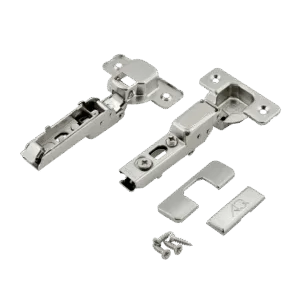 Петля полунакладная AQ V.2 Clip с эксцентриком без пружины (с заглушками и саморезами)