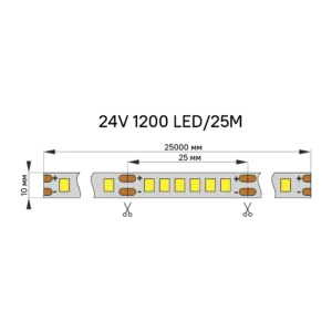 ЛЕНТА светодиодная AQ LED-LINE 2835 240 LED 24V 19,2W/м 10 мм IP20 нейтральный белый 25 м