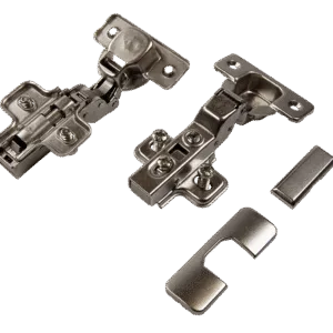 Петля полунакладная Clip с доводчиком и евровинтами (с заглушками и ответной планкой) AQ