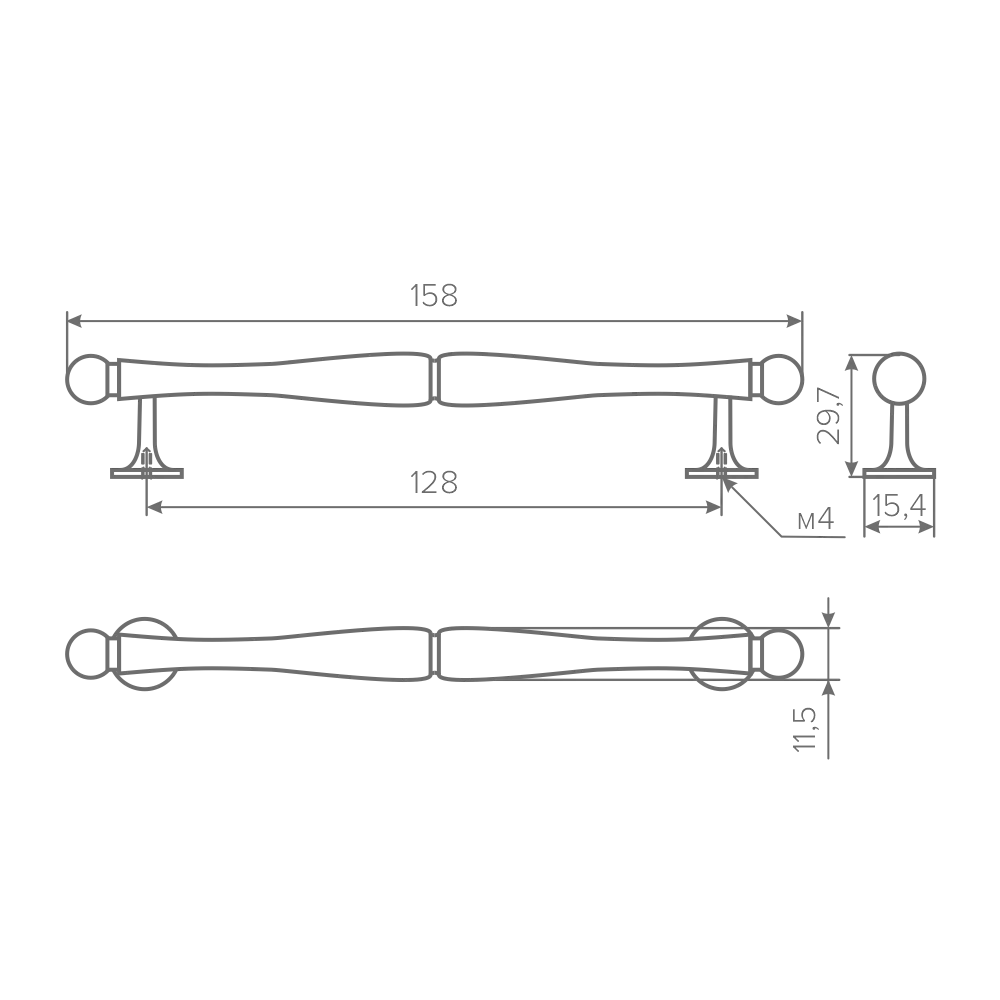 Ручка AQ Bella C=128 черный матовый