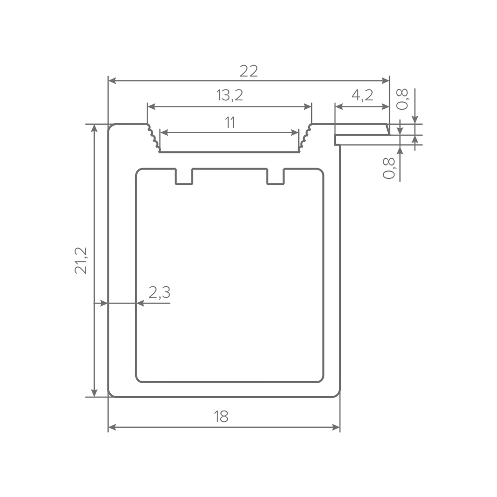 Профиль фасадный AQ CRYSTAL-LINE W-1 4000 мм черный графит брашированный