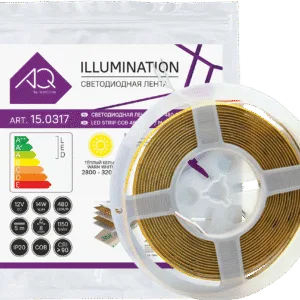 Лента светодиодная AQ LED-LINE COB 480 LED/м 12V 14W/м 8 мм IP20 теплый белый 5 м (15.0031)