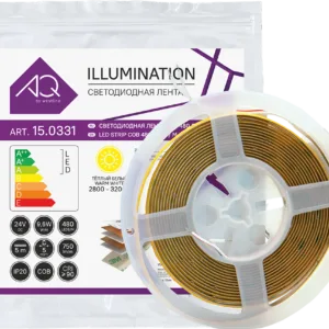 ЛЕНТА светодиодная AQ LED-LINE COB 480 LED 24V 9,6W/м 5 мм IP20  теплый белый 5 м (15.0303С)