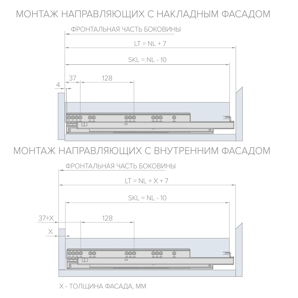 Направляющая скрытого монтажа AQ STEALTH soft (ДСП до 19мм) 300