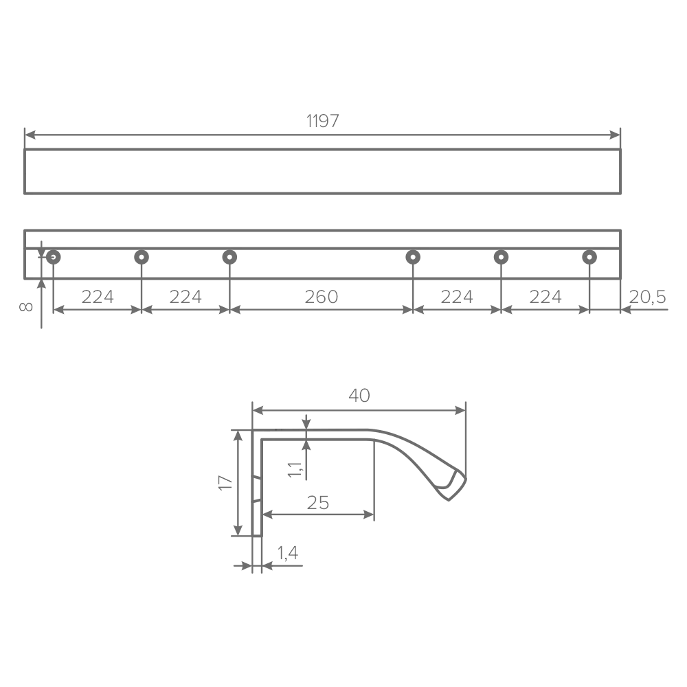 Ручка AQ CORO C=1156 алюминий