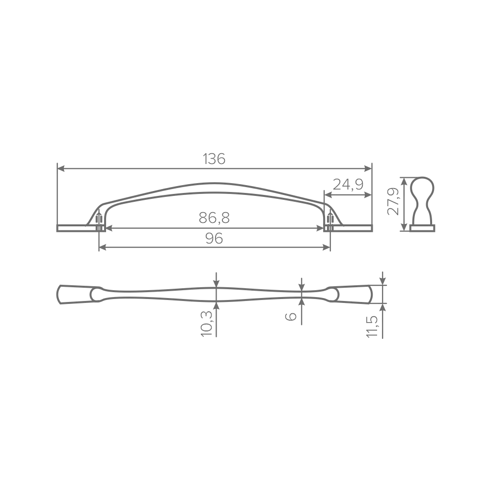 Ручка AQ Sheddi С=96 сталь брашированная