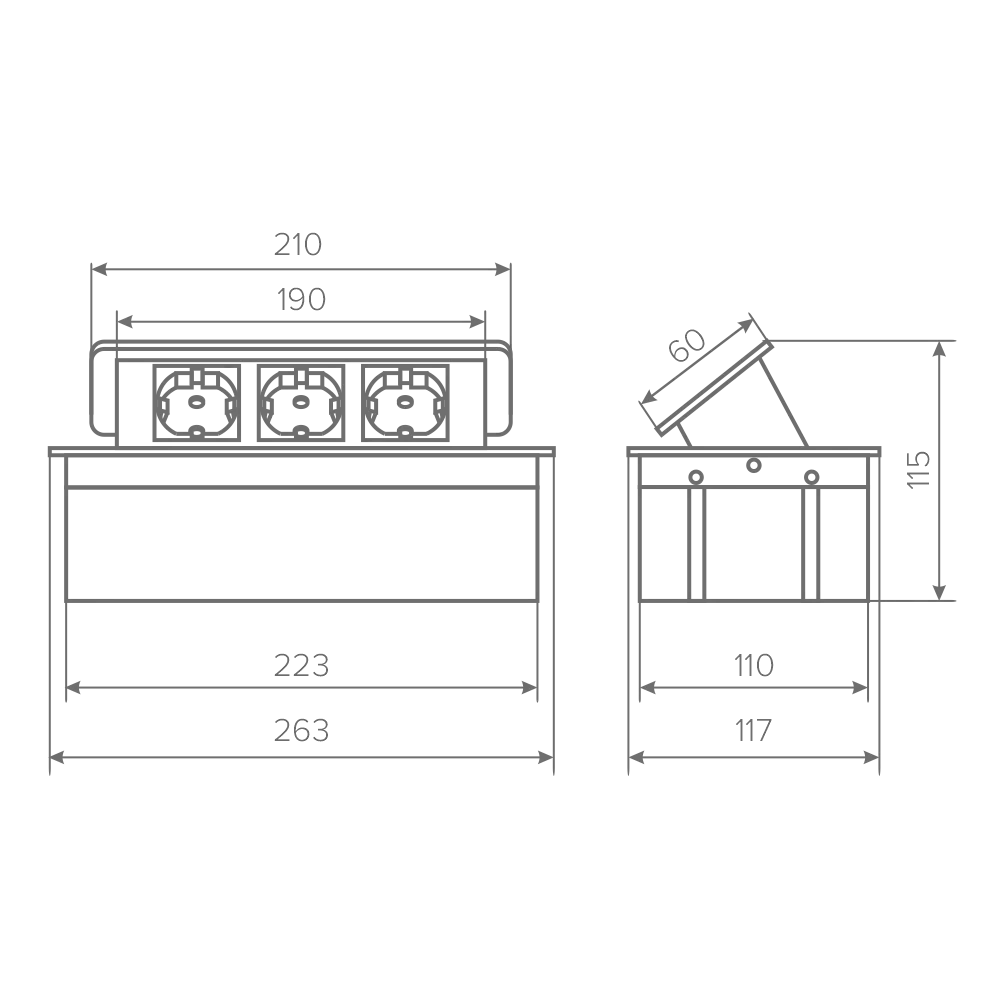 Удлинитель AQ PLUG-X H1 горизонтальный 3xSCHUKO черный