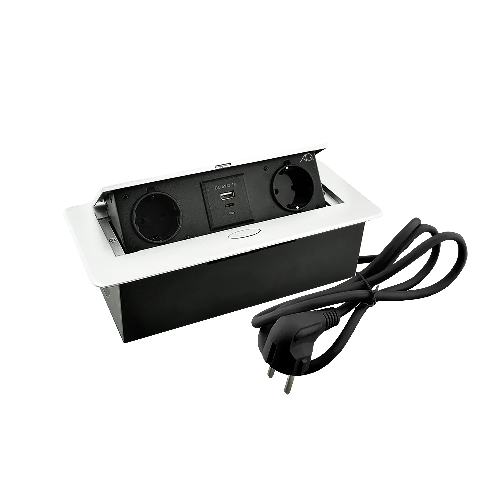 Удлинитель AQ PLUG-X H2 горизонтальный 2xSCHUKO 1xUSB А 1xUSB C белый