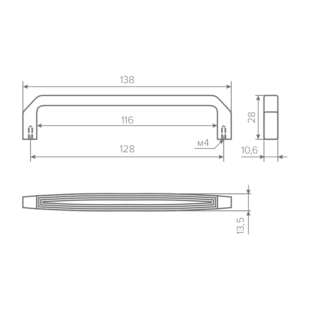 Ручка AQ Tetra C=128 золото брашированное