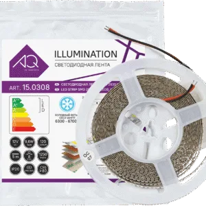 Лента светодиодная AQ LED-LINE 2835 120 LED/м 12V 9,6W/м 8 мм IP20 холодный белый 5 м (15.0016)