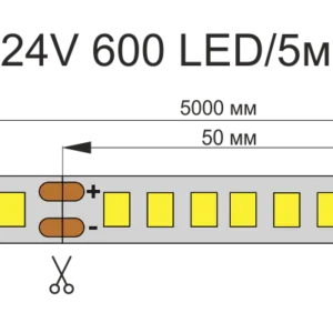 ЛЕНТА светодиодная AQ LED-LINE 2835 120 LED/м 24V 9,6W/м 5 мм IP20 холодный белый 5 м