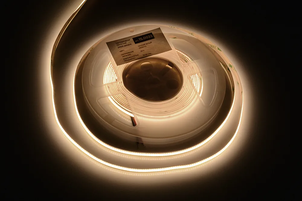 ЛЕНТА светодиодная AQ LED-LINE COB 480 LED/м 24V 14W/м 8 мм IP20 теплый белый 5 м (15.0033)