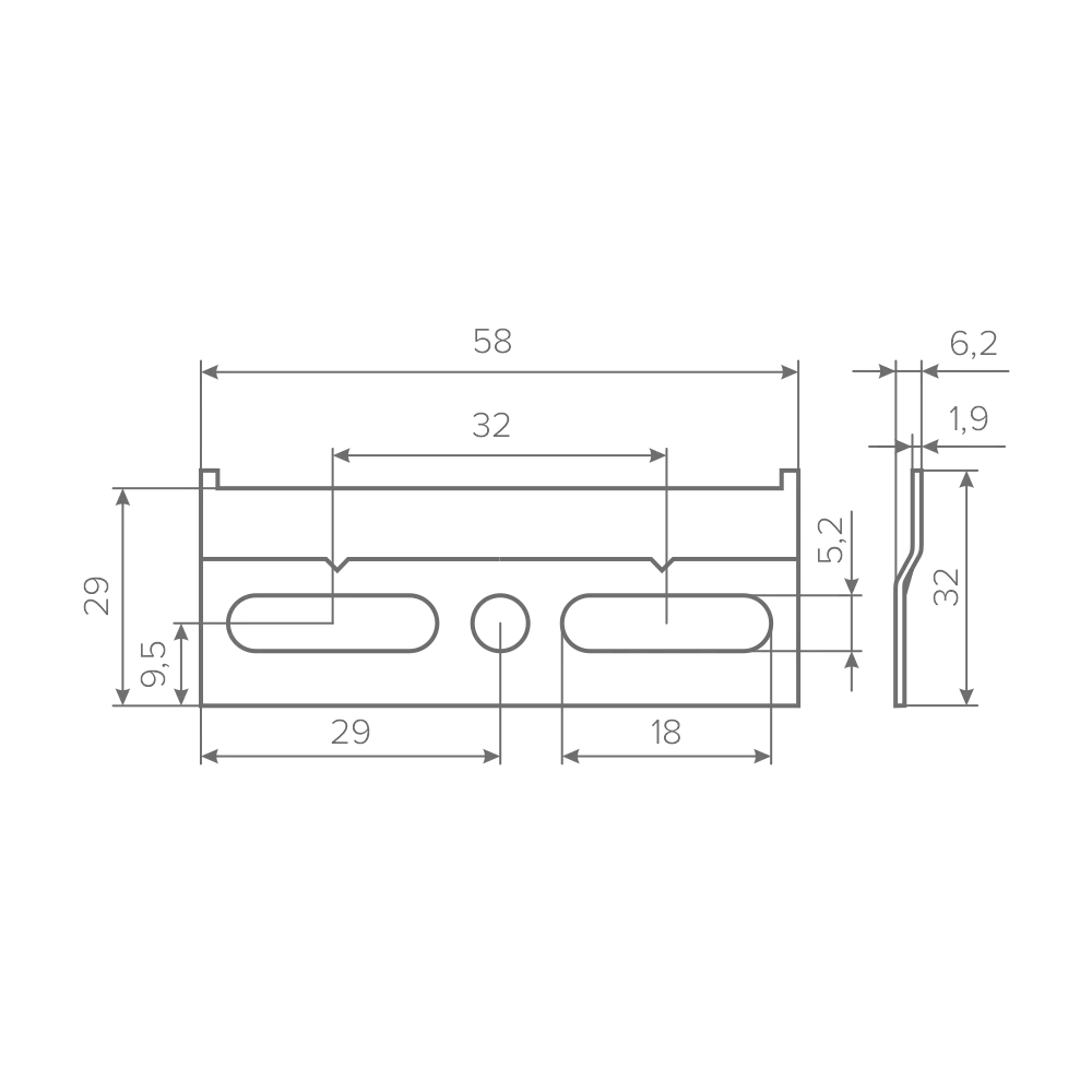 Шина монтажная AQ 32х58мм