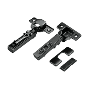 Петля накладная AQ Clip с доводчиком (с заглушками саморезами) черная