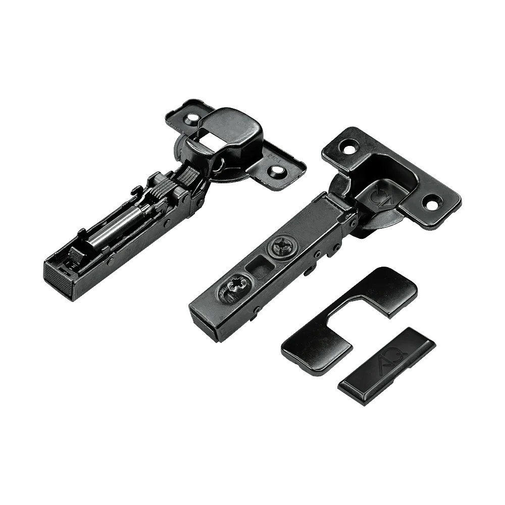 Петля накладная AQ Clip с доводчиком (с заглушками саморезами) черная