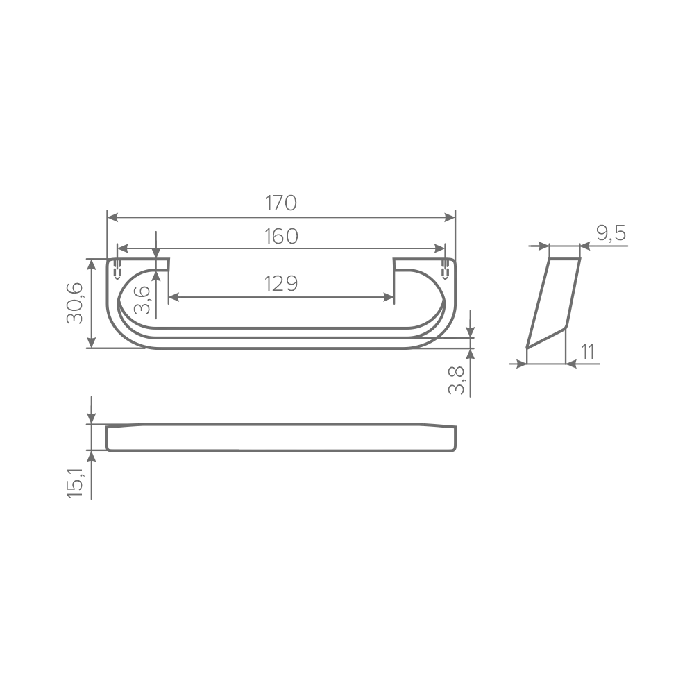 Ручка AQ Perseus С=160 черный матовый
