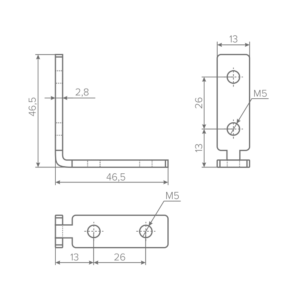 Крепежный уголок для профиля AQ Gola-X (1 уголок + 2 винта + 4 шайбы)