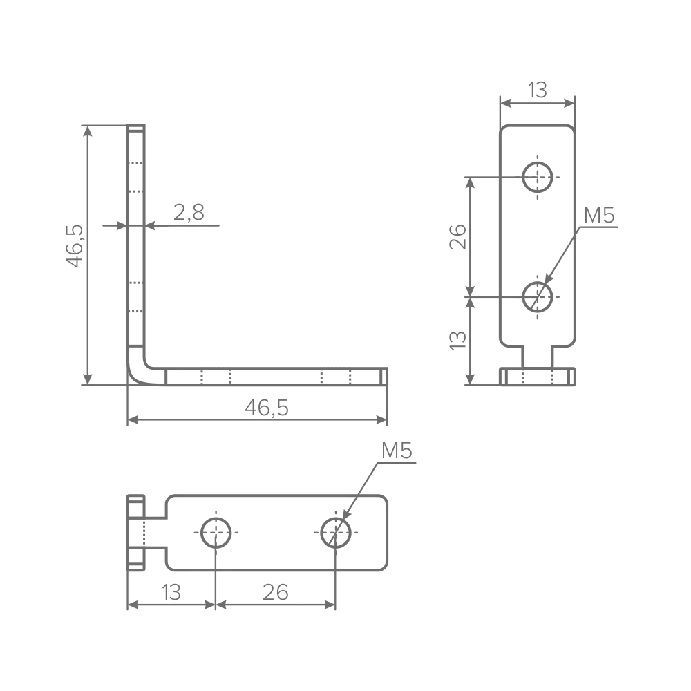 Крепежный уголок для профиля AQ Gola-X (1 уголок + 2 винта + 4 шайбы)