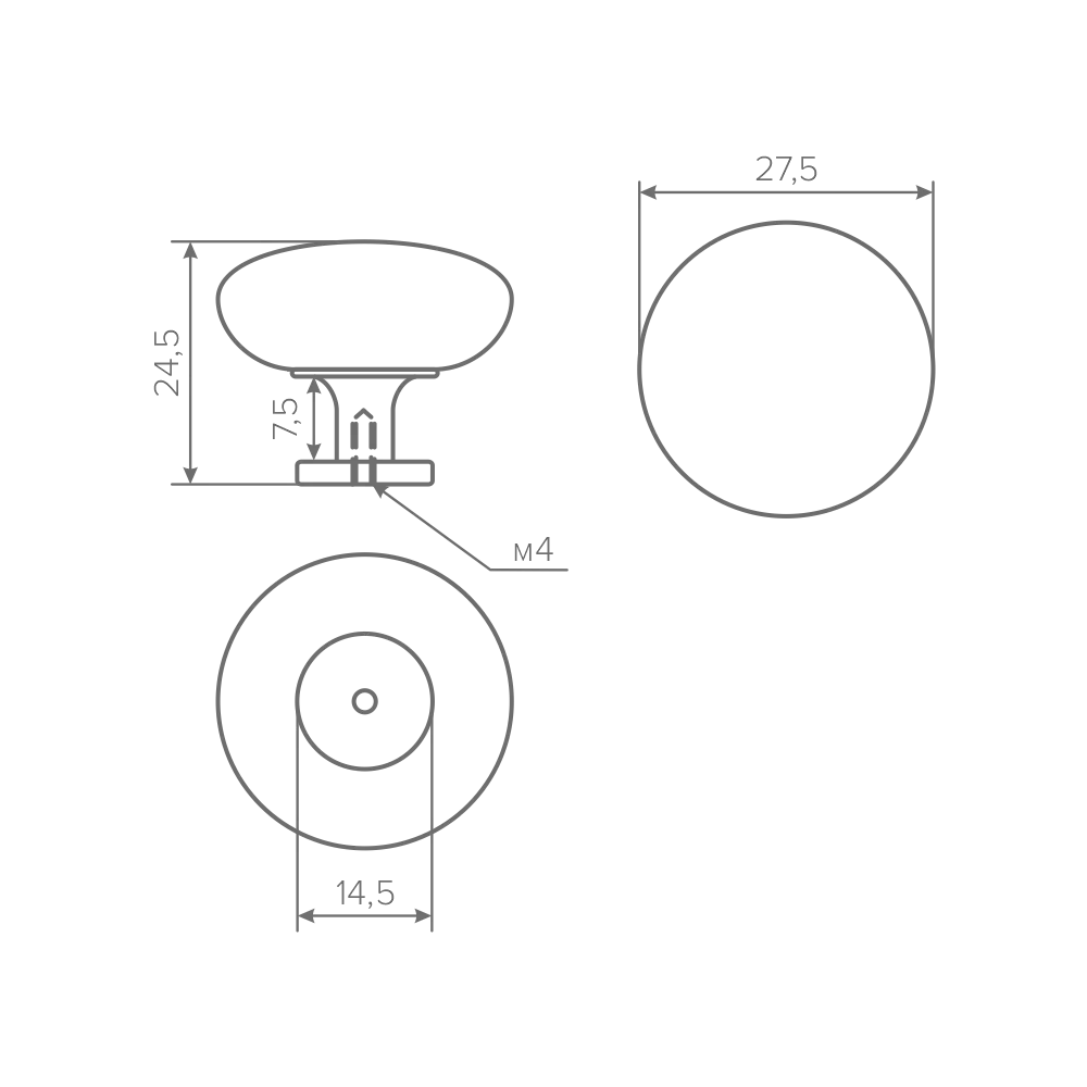 Ручка-кнопка AQ Orion сталь брашированная