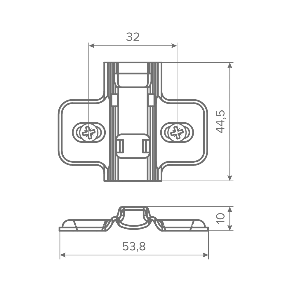 Ответная планка AQ крестообразная Clip-on под евровинт H2
