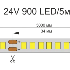 ЛЕНТА светодиодная 2835, 180 LED/м, 24V, 14,4W/м, 10 мм, IP20, теплый белый, AQ (15.0035)