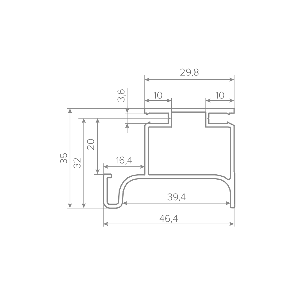 Профиль вертикальный AQ Gola-X L-формы ДСП 16мм 5000 мм черный матовый