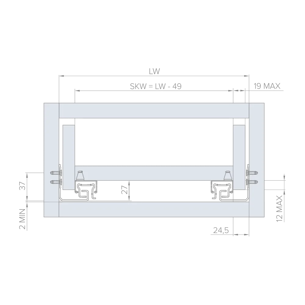 Направляющая скрытого монтажа AQ STEALTH push (ДСП до 19мм) 450