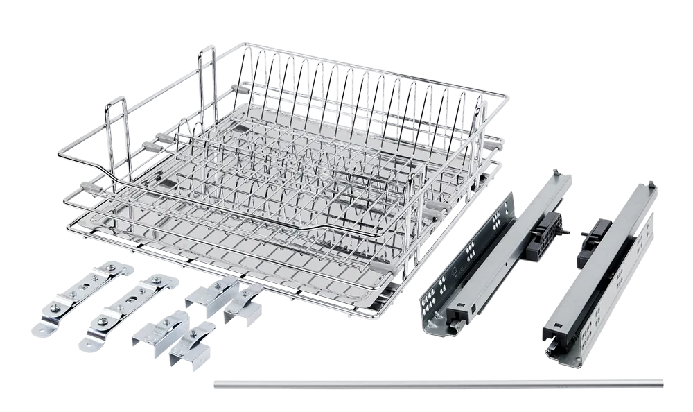 набор Сушка в нижнюю базу 700 на напр. п/выдв Push Stealth AQ, хром с поддоном из нерж. стали