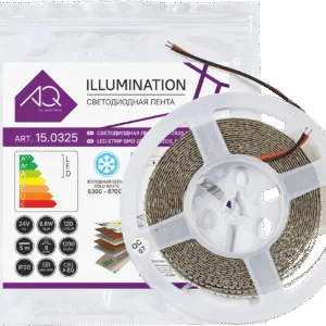 ЛЕНТА светодиодная AQ LED-LINE 2835 120 LED/м 24V 9,6W/м 8 мм IP20 холодный белый 5 м (15.0036)