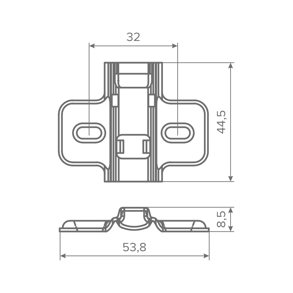 Ответная планка AQ крестообразная Clip-on под саморез H0