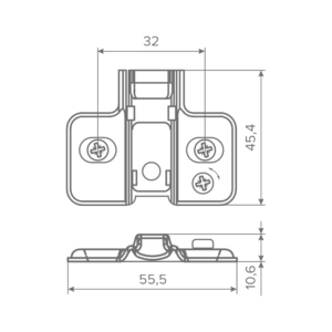 Ответная планка AQ крестообразная с эксцентриком Clip-on под евровинт H2