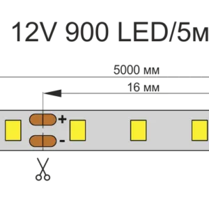 Лента светодиодная AQ LED-LINE 2835 180 LED/м 12V 14,4W/м 10 мм IP20 теплый белый 5 м