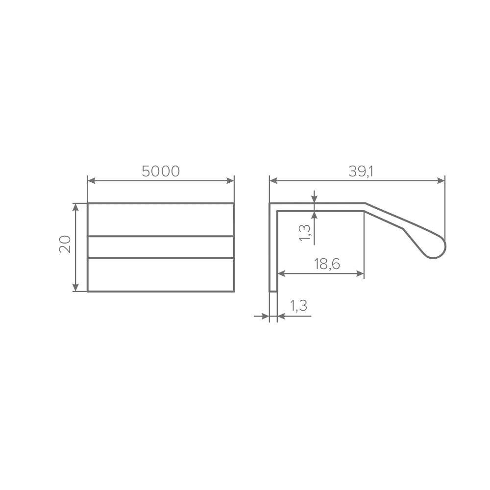 Ручка-профиль AQ Vevis 5000 мм алюминий
