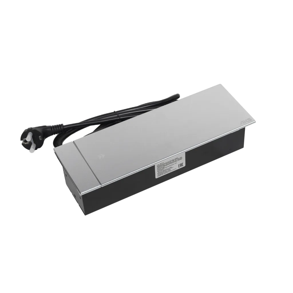 Выдвижной удлинитель Hollander, 2 розетки, 2xUSB A, HDMI, LAN, шлиф. сталь AKS