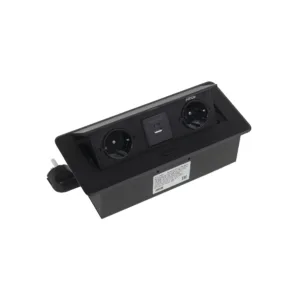 Выдвижной удлинитель Nova USB, 2 розетки, USB A + USB C, черный, AKS