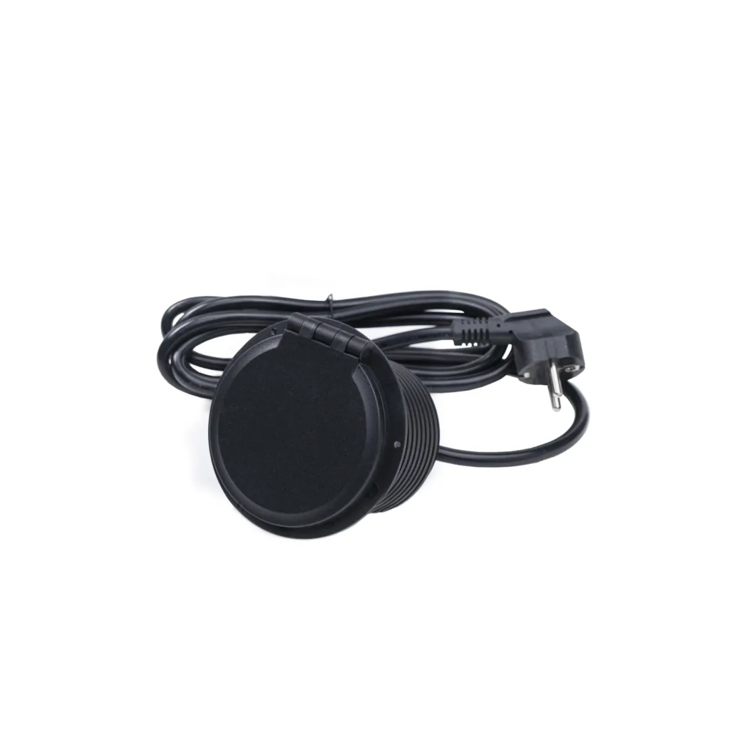 Выдвижной удлинитель Locus, 1 розетка, USB-A+C, черный, AKS